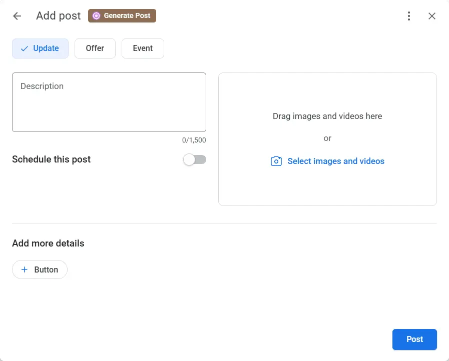 Adding Posts to GBP Section