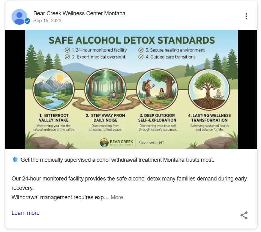 AI GBP Post used on Bear Creek Wellness Center